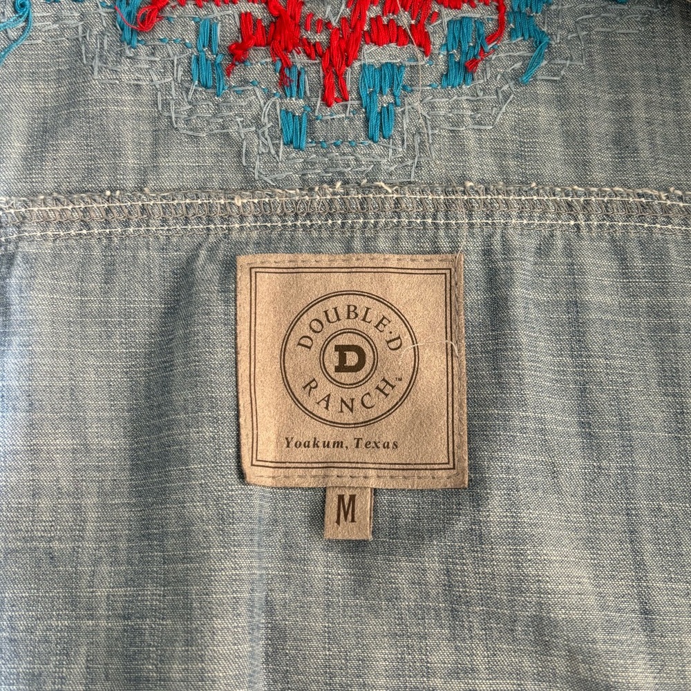 Double D Ranch Light Blue Denim Embroidered Sleeveless Shirt Dress - Picture 2 of 9